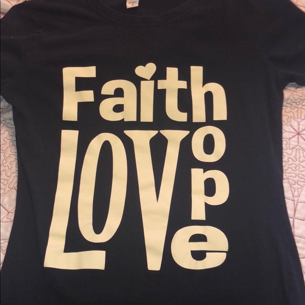 a faith,love,hope shirt.
